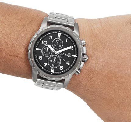 Fossil Dean Chronograph Black Dial Black Steel Strap Watch for Men - FS4721 Watches Fossil   