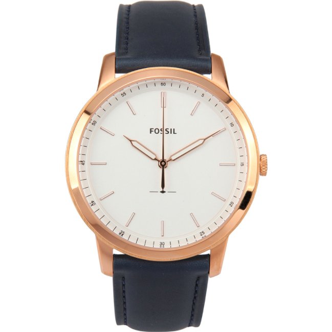 Fossil The Minimalist Slim White Dial Blue Leather Strap Watch for Men - FS5371 Watches Fossil   