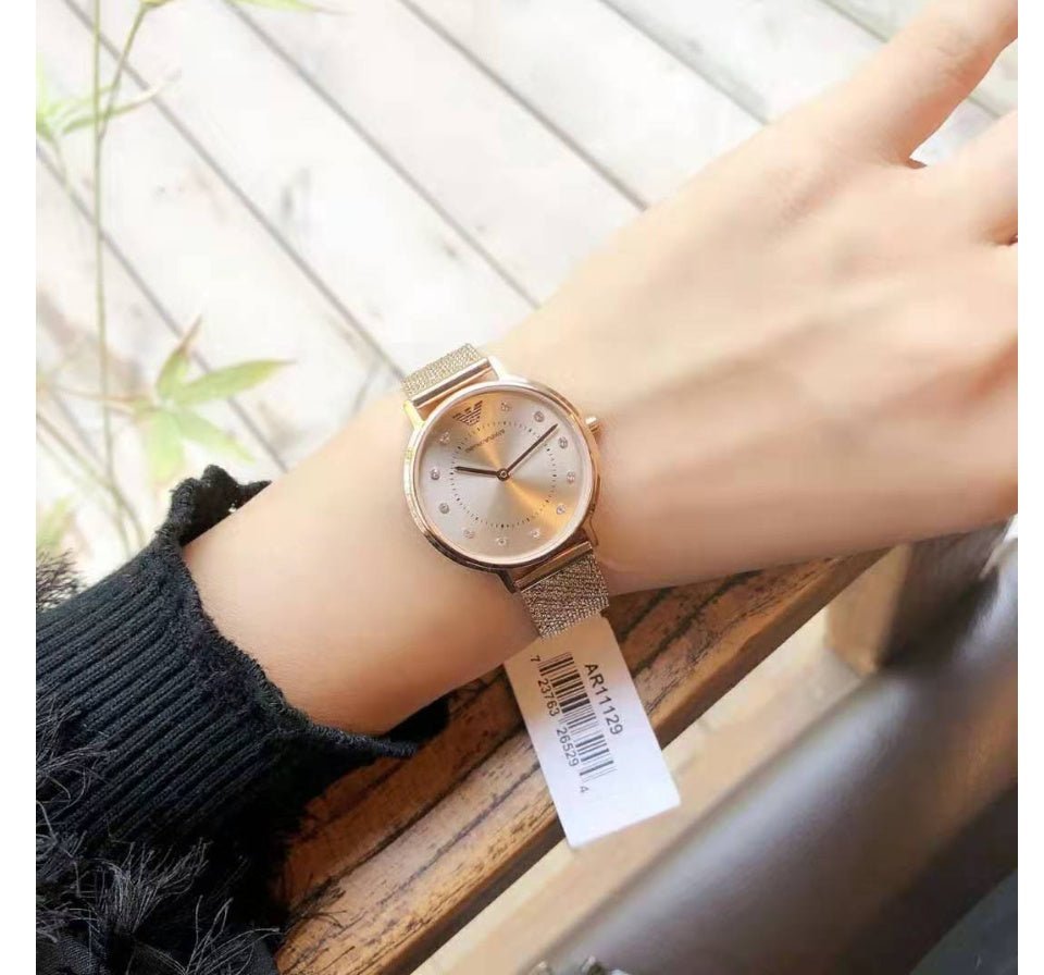 Emporio Armani Pink Dial Pink Mesh Bracelet Watch For Women - AR11129 Watches Emporio Armani   