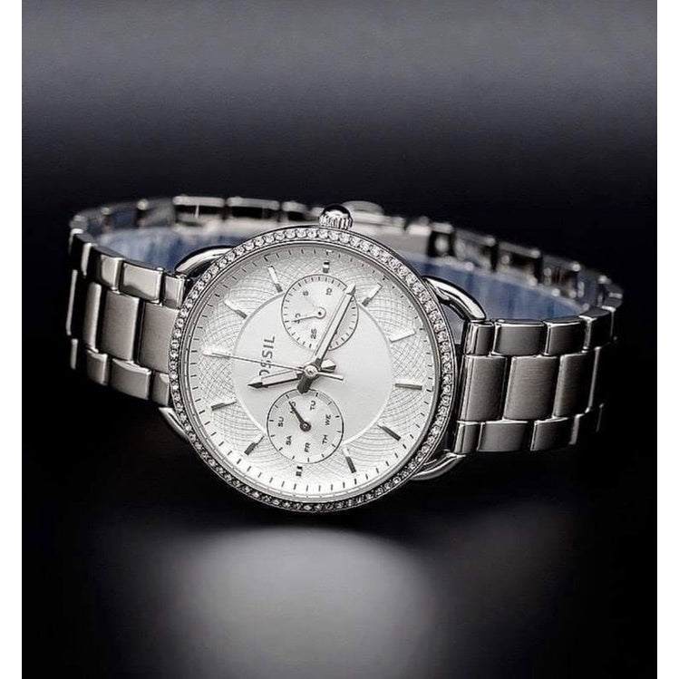 Fossil Tailor White Dial Silver Stainless Steel Strap Watch for Women - ES4262 Watches Fossil   