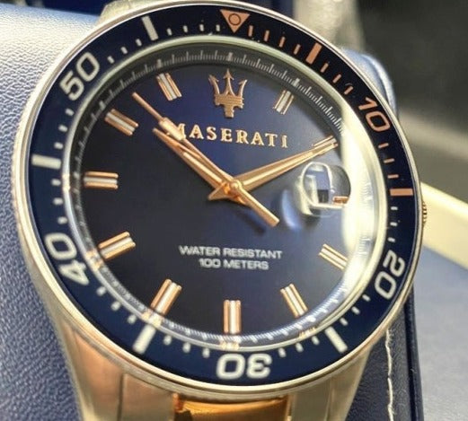 Maserati SFIDA Quartz Blue Dial Stainless Steel 44mm Watch For Men - R8853140003 Watches Maserati   