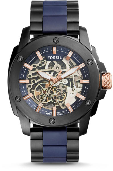 Fossil Modern Machine Automatic Skeleton Blue Dial Two Tone Steel Strap Watch for Men - ME3133 Watches Fossil   