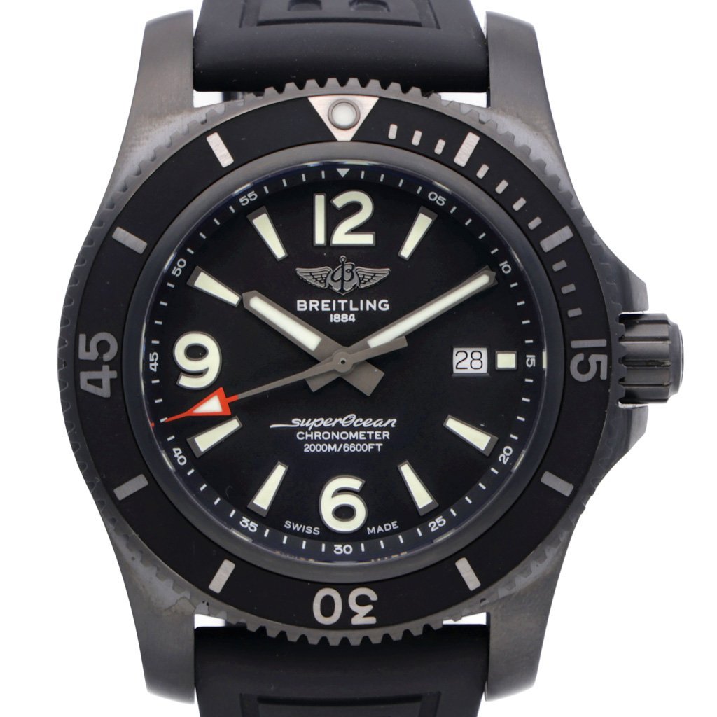 Breitling Superocean Automatic 46mm Black Dial Black Rubber Strap Watch for Men - M17368B71B1S1 Watches Breitling   