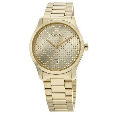 Gucci G Timeless Yellow Gold Dial Yellow Gold Steel Strap Unisex Watch - YA126461 Watches Gucci   