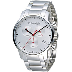 Calvin Klein City Chronograph White Dial Silver Steel Strap Watch for Men - K2G271Z6 Watches Calvin Klein   