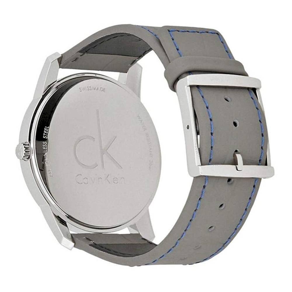 Calvin Klein City Silver Dial Grey Leather Strap Watch for Men - K2G211Q4 Watches Calvin Klein   