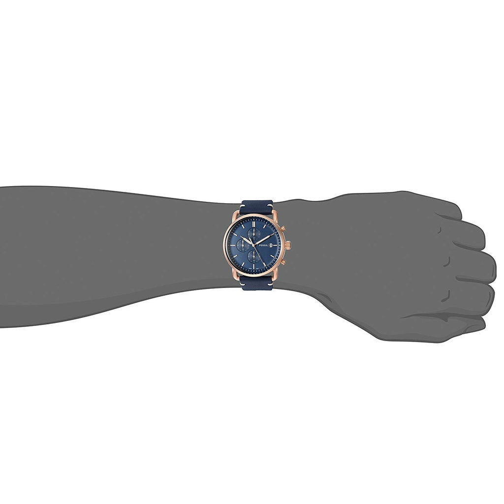 Fossil The Commuter Blue Dial Blue Leather Strap Watch for Men - FS5404 Watches Fossil   