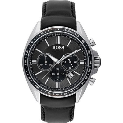 Hugo Boss Contemporary Sport Driver Black Dial Black Leather Strap Watch for Men - 1513085 Watches Hugo Boss   