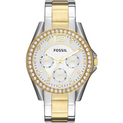 Fossil Riley White Dial Two Tone Steel Strap Watch for Women - ES3204 Watches Fossil   