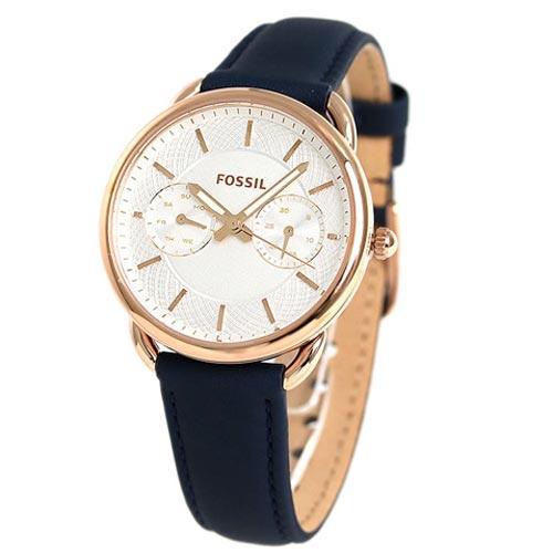 Fossil Tailor White Dial Blue Leather Strap Watch for Women - ES4260 Watches Fossil   