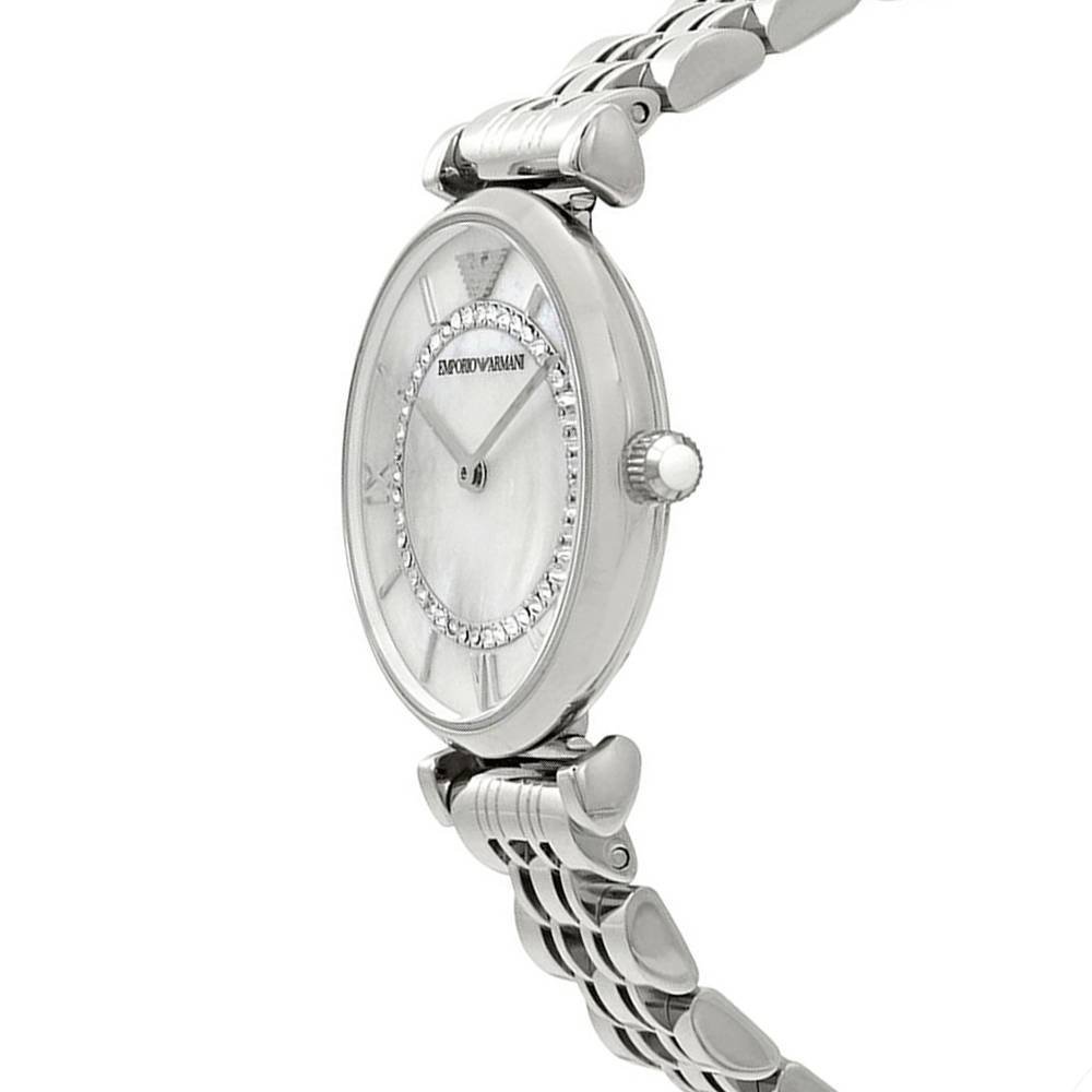 Emporio Armani Gianni T-Bar Mother of Pearl Dial Silver Stainless Steel Watch For Women - AR1908 Watches Emporio Armani   