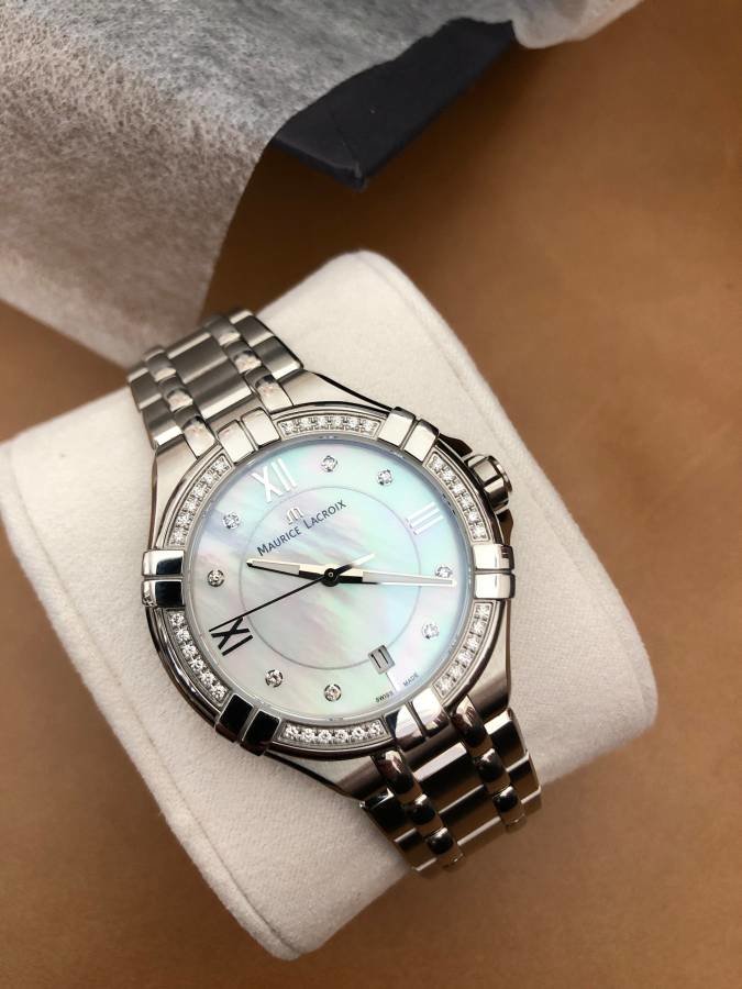 Maurice Lacroix Aikon White Mother of Pearl Dial Silver Steel Strap Watch for Women - A11006-SD502-170-1 Watches Maurice Lacroix   