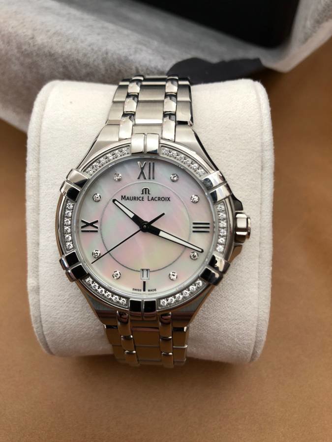 Maurice Lacroix Aikon White Mother of Pearl Dial Silver Steel Strap Watch for Women - A11006-SD502-170-1 Watches Maurice Lacroix   