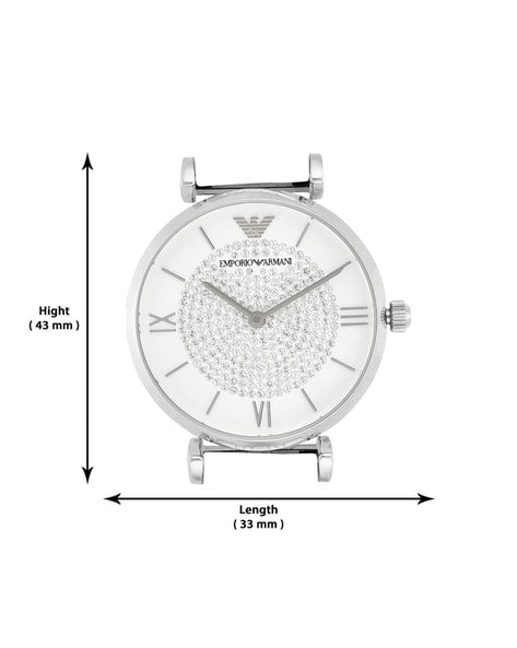 Emporio Armani Gianni T Bar White Crystal Pave Dial Silver Stainless Steel Strap Watch For Women - AR1925 Watches Emporio Armani   