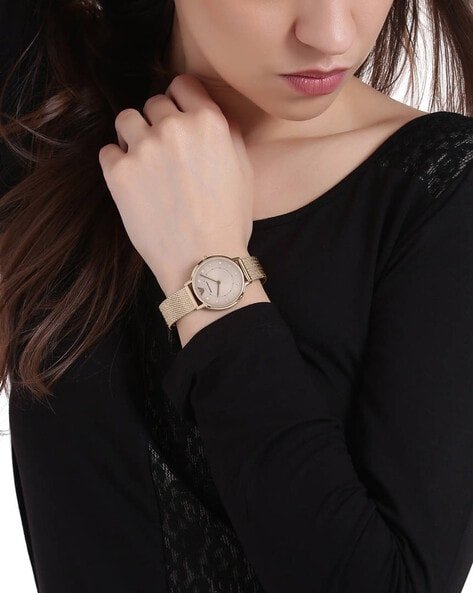 Emporio Armani Pink Dial Pink Mesh Bracelet Watch For Women - AR11129 Watches Emporio Armani   
