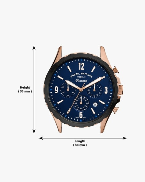 Fossil Forrester Chronograph Blue Dial Blue Leather Strap Watch for Men - FS5814 Watches Fossil   