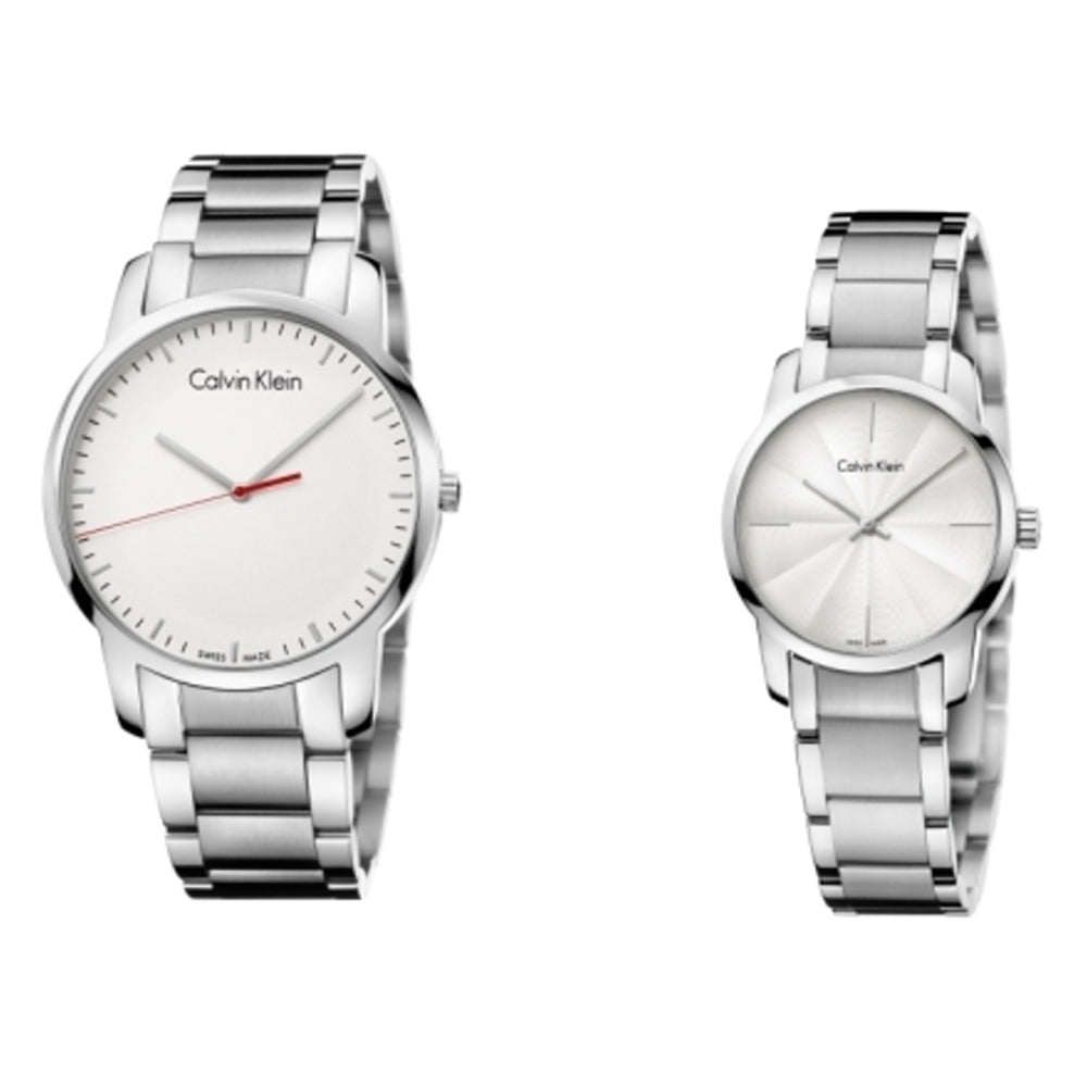 Calvin Klein City Quartz White Dial Silver Steel Strap Watch for Men - K2G2G1Z6 Watches Calvin Klein   