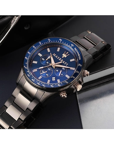 Maserati SFIDA Chronograph Blue Dial Stainless Steel Watch For Men - R8873640001 Watches Maserati   