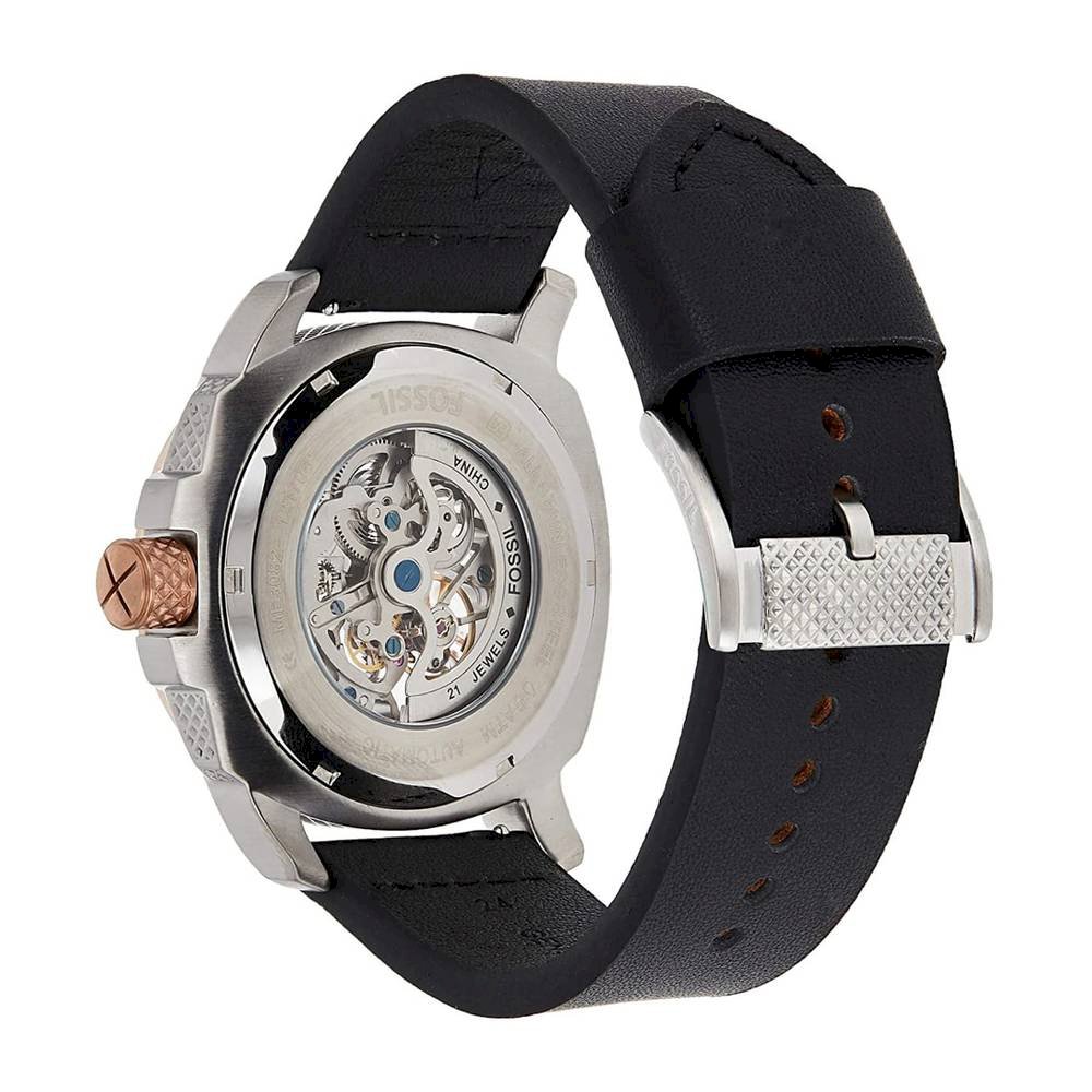 Fossil Modern Machine Automatic Skeleton Dial Black Leather Strap Watch for Men - ME3082 Watches Fossil   