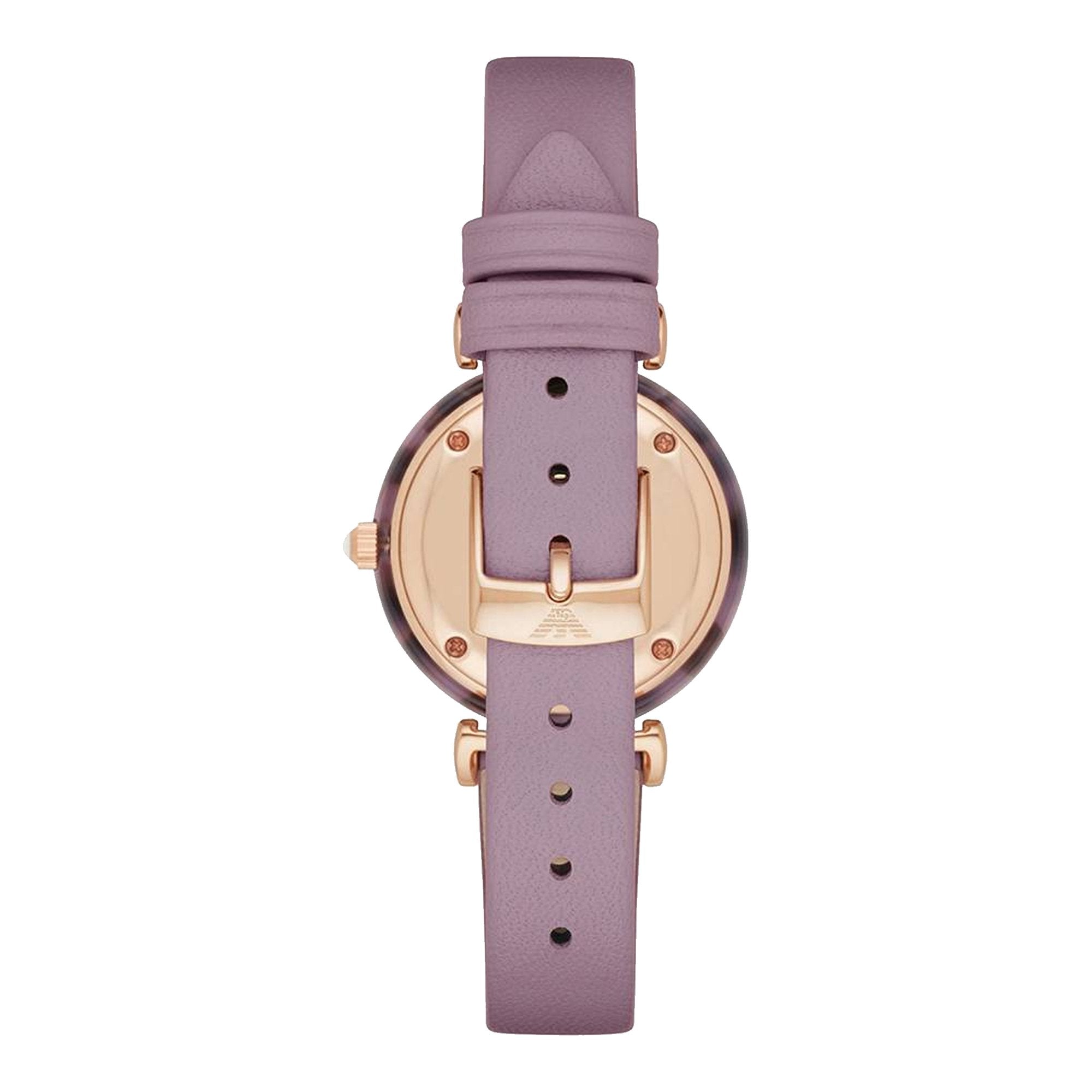 Emporio Armani Gianni Mother of Pearl Dial Purple Leather Strap Watch For Women - AR11003 Watches Emporio Armani   