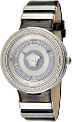 Versace V Metal Icon Silver Dial Black & Silver Strap Watch for Women - VLC010014 Watches Versace   