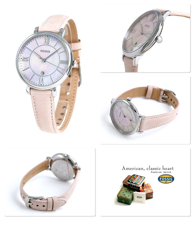 Fossil Jacqueline Blush Mother of Pearl Dial Pink Leather Strap Watch for Women - ES4151 Watches Fossil   