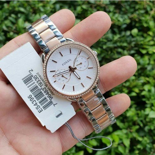 Fossil Tailor White Dial Two Tone Stainless Steel Strap Watch for Women - ES4396 Watches Fossil   