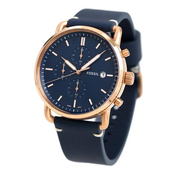 Fossil The Commuter Blue Dial Blue Leather Strap Watch for Men - FS5404 Watches Fossil   