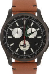 Gucci G-Timeless Chronograph Black Dial Brown Leather Strap Watch For Men - YA126271 Watches Gucci   