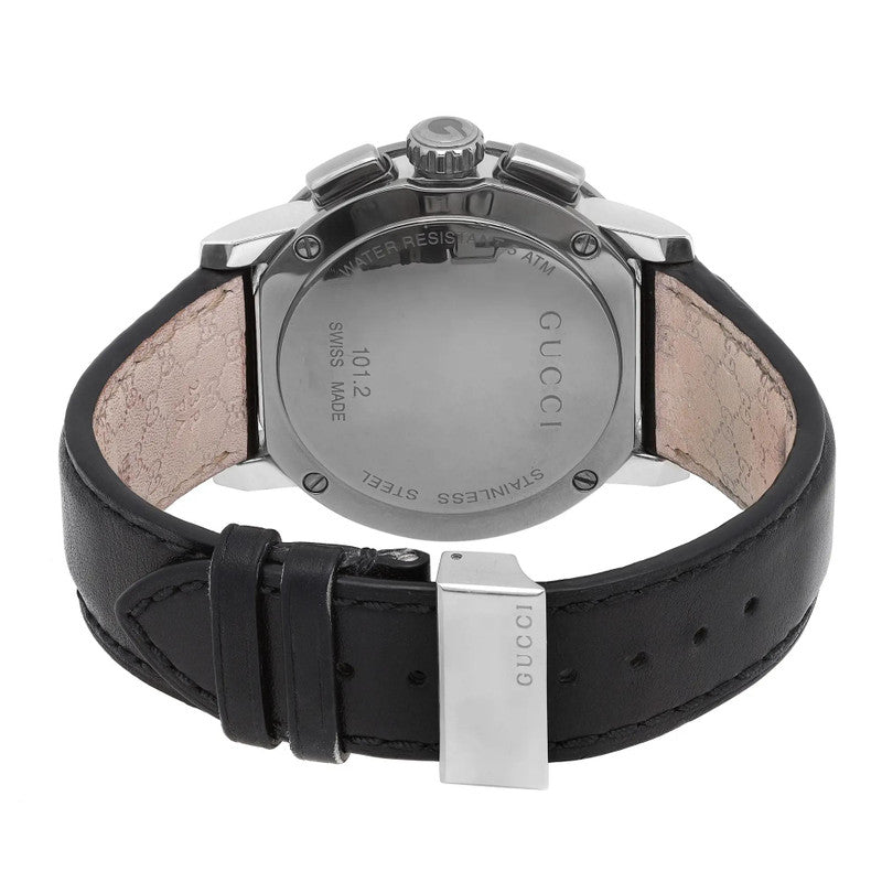 Gucci G Chrono Black Dial Black Leather Strap Watch For Men - YA101205 Watches Gucci   