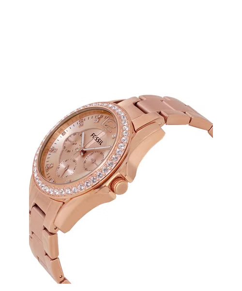 Fossil Riley Multifunction Rose Gold Dial Rose Gold Steel Strap Watch for Women - ES2811 Watches Fossil   