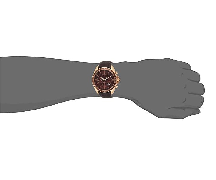 Hugo Boss Driver Sport Chronograph Brown Dial Brown Leather Strap Watch for Men - 1513093 Watches Hugo Boss   