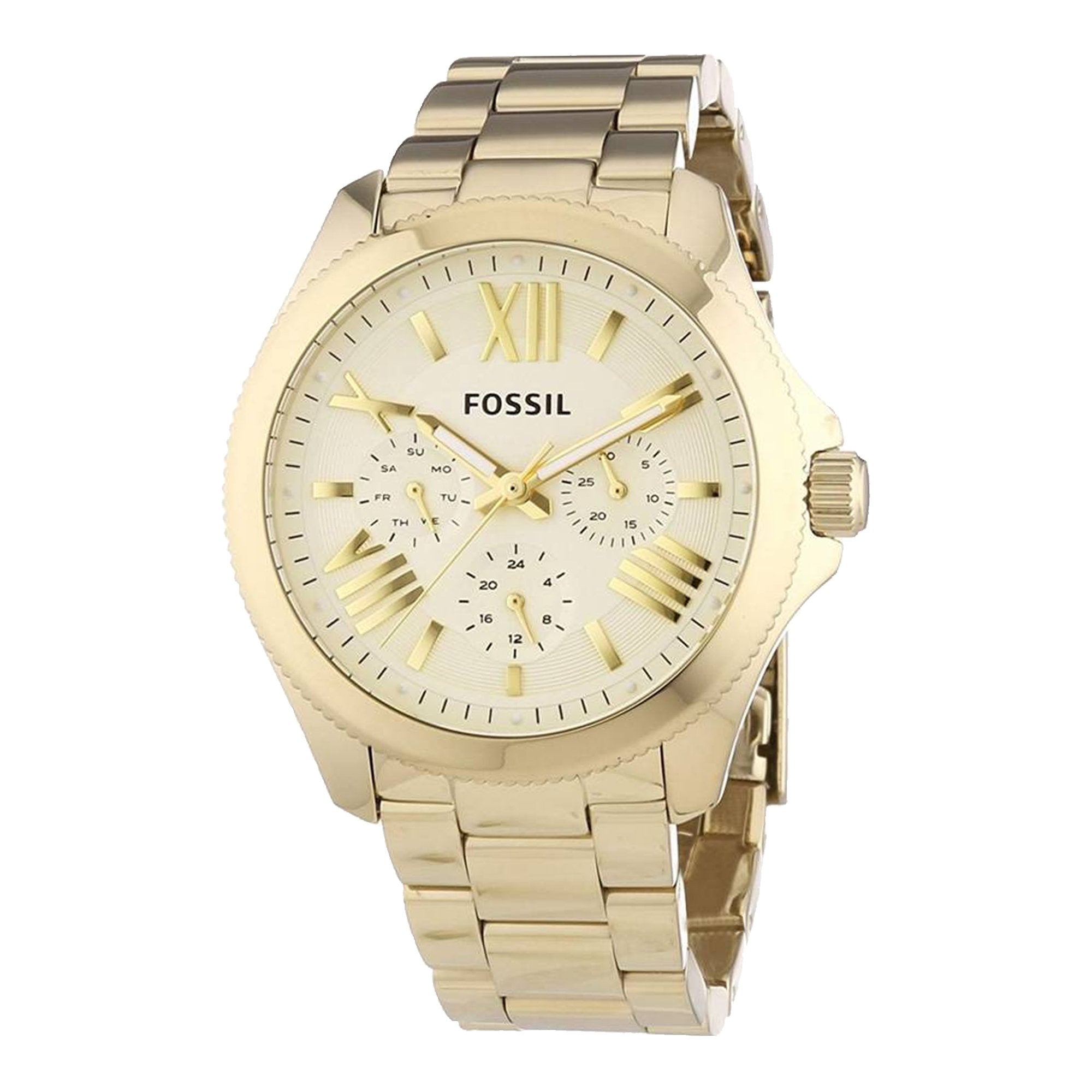 Fossil Cecile Multifunction Champagne Dial Gold Steel Strap Watch for Women - AM4510 Watches Fossil   