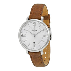 Fossil Jacqueline White Dial Brown Leather Strap Watch for Women - ES3708 Watches Fossil   