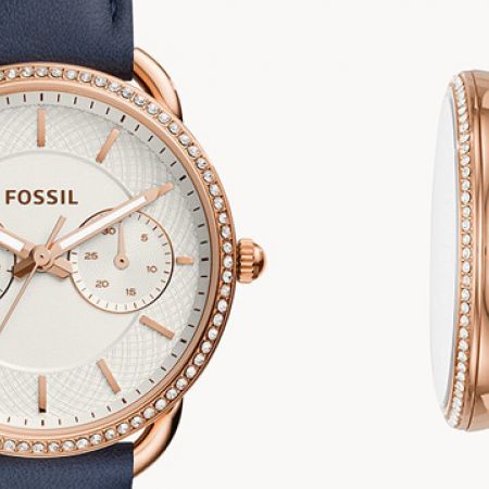 Fossil Tailor White Dial Blue Leather Strap Watch for Women - ES4394 Watches Fossil   