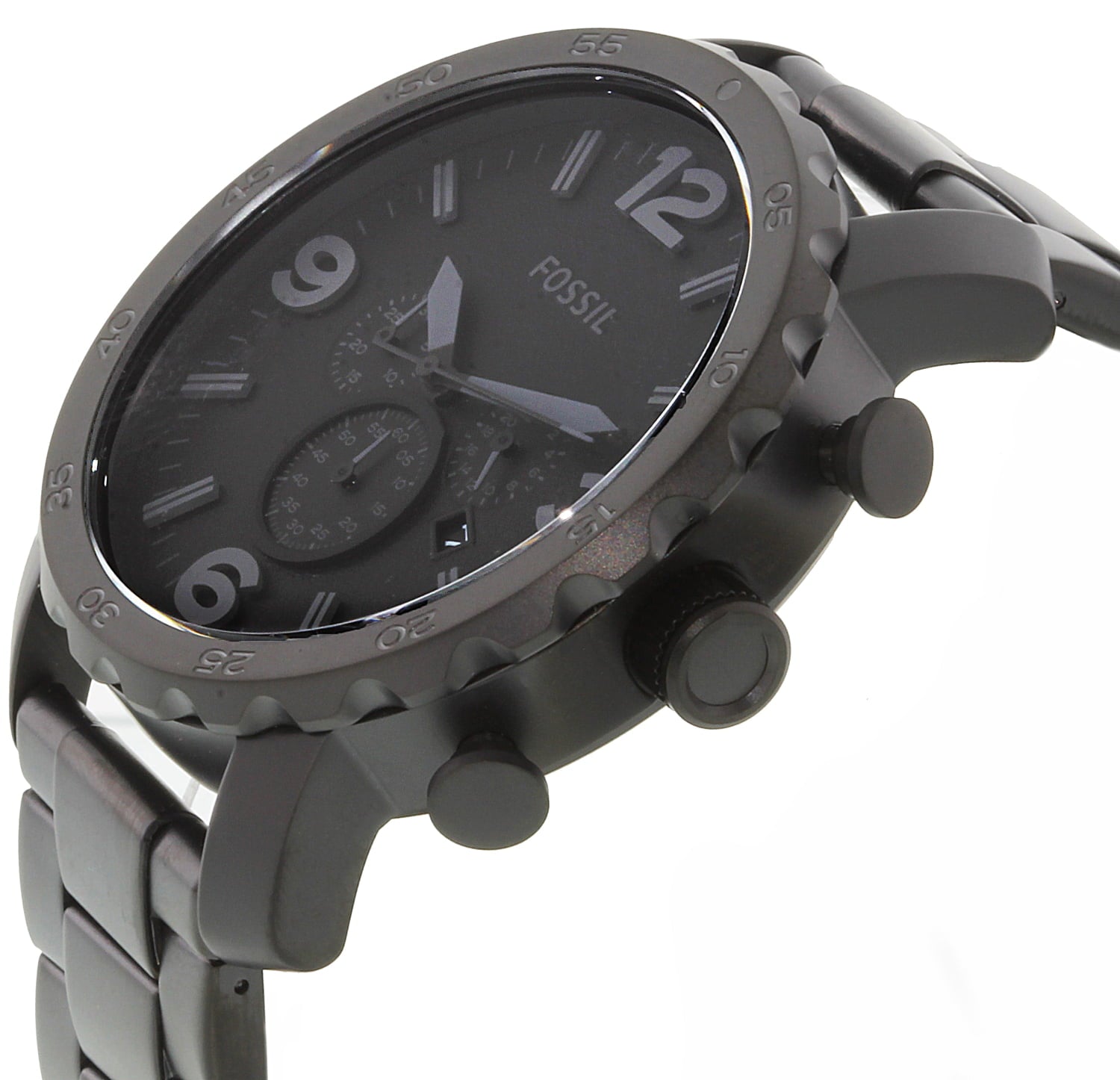 Fossil Nate Chronograph Black Dial Black Steel Strap Watch for Men - JR1401 Watches Fossil   