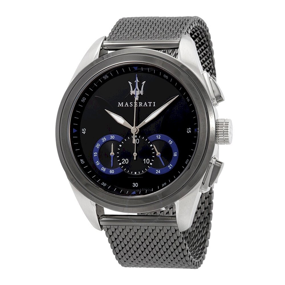 Maserati Traguardo Chronograph Black Dial Mesh Bracelet Watch For Men - R8873612006 Watches Maserati   