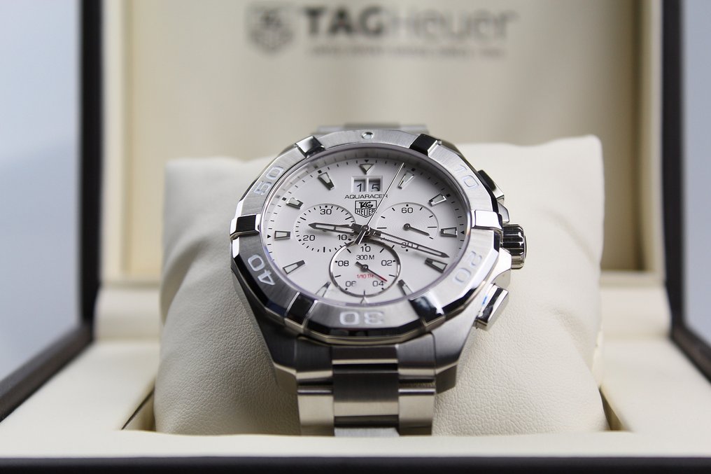 Tag Heuer Aquaracer 43mm White Dial Steel Strap Watch for Men - CAY1111.BA0927 Watches Tag Heuer   