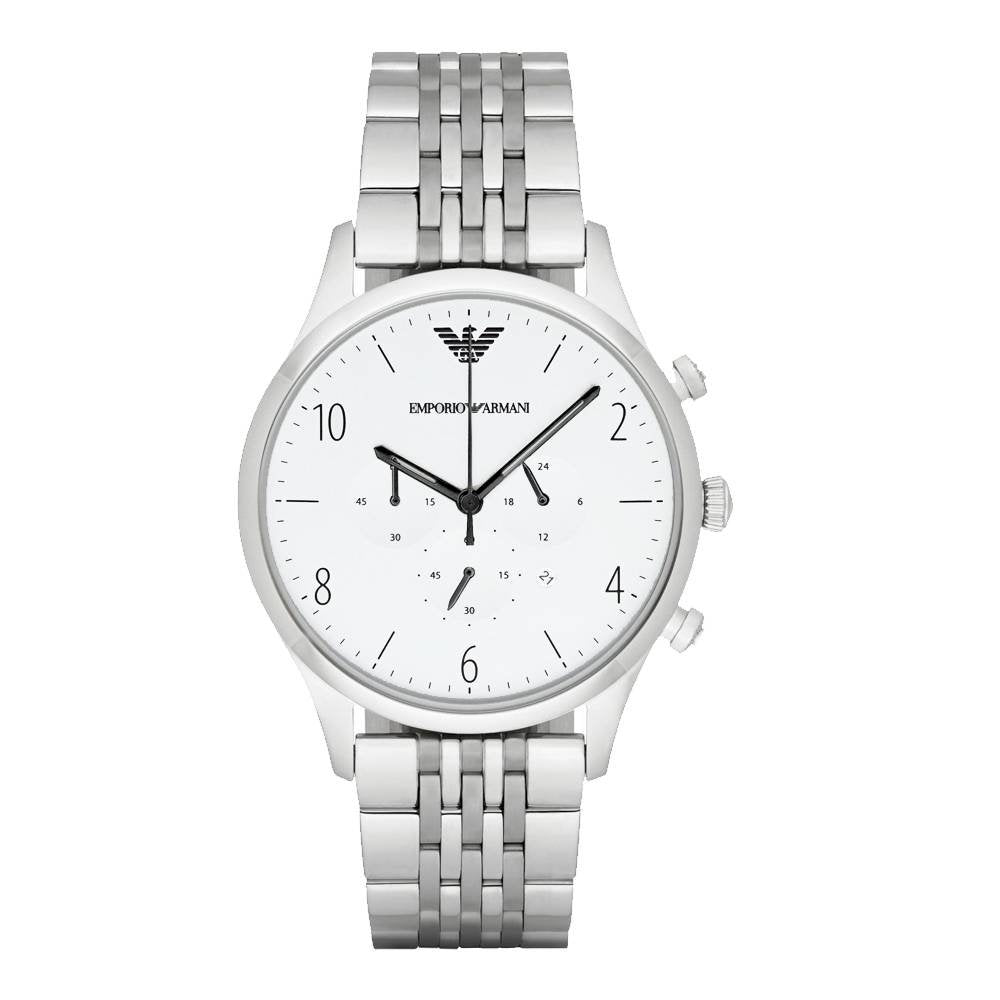 Emporio Armani Classic Chronograph Silver Dial Stainless Steel Watch For Men - AR1879 Watches Emporio Armani   