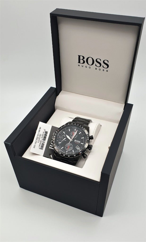 Hugo Boss Aero Black Dial Black Steel Strap Watch for Men - 1513771 Watches Hugo Boss   