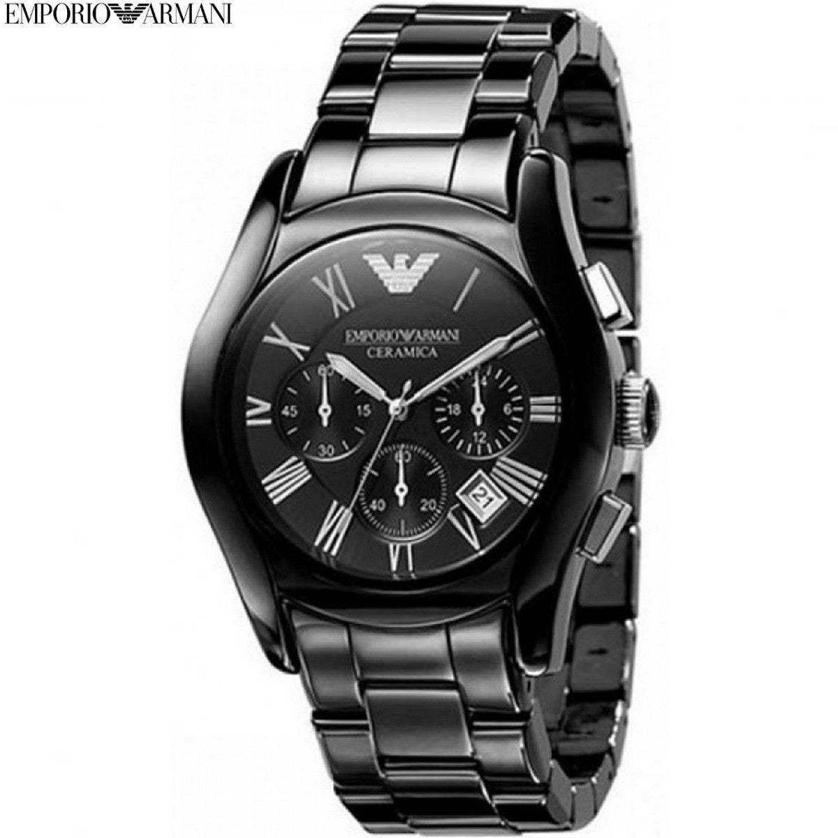 Emporio Armani Black Ceramic Dial Ceramic Strap Watch For Women - AR1401 Watches Emporio Armani   