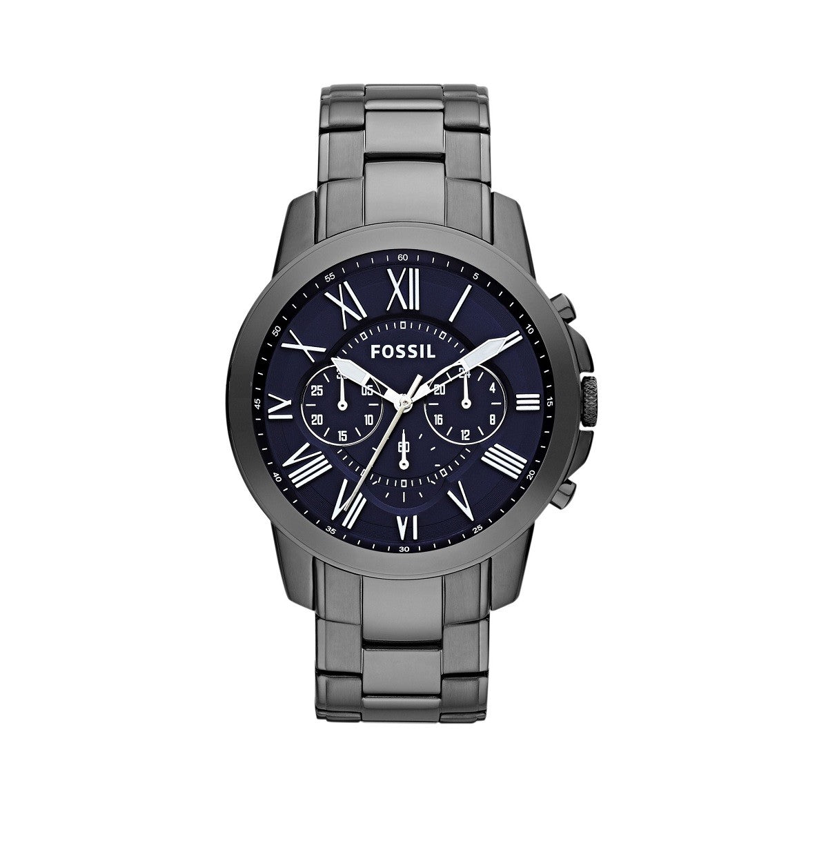 Fossil Grant Chronograph Blue Dial Grey Steel Strap Watch for Men - FS4831 Watches Fossil   