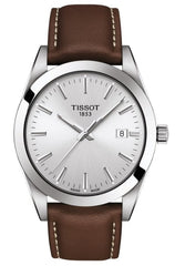 Tissot Gentleman Silver Dial Brown Leather Strap Watch For Men - T127.410.16.031.00 Watches Tissot   