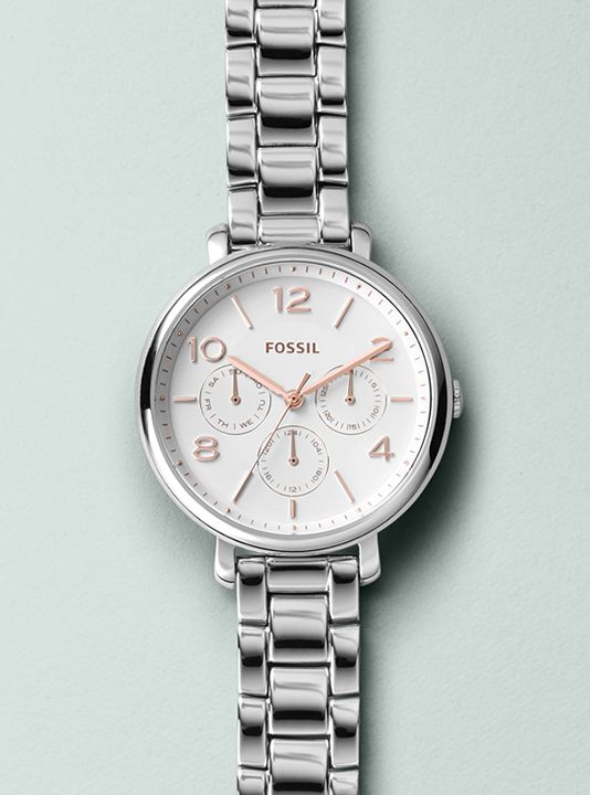 Fossil Jacqueline Multifunction White Dial Silver Steel Strap Watch for Women - ES3738 Watches Fossil   