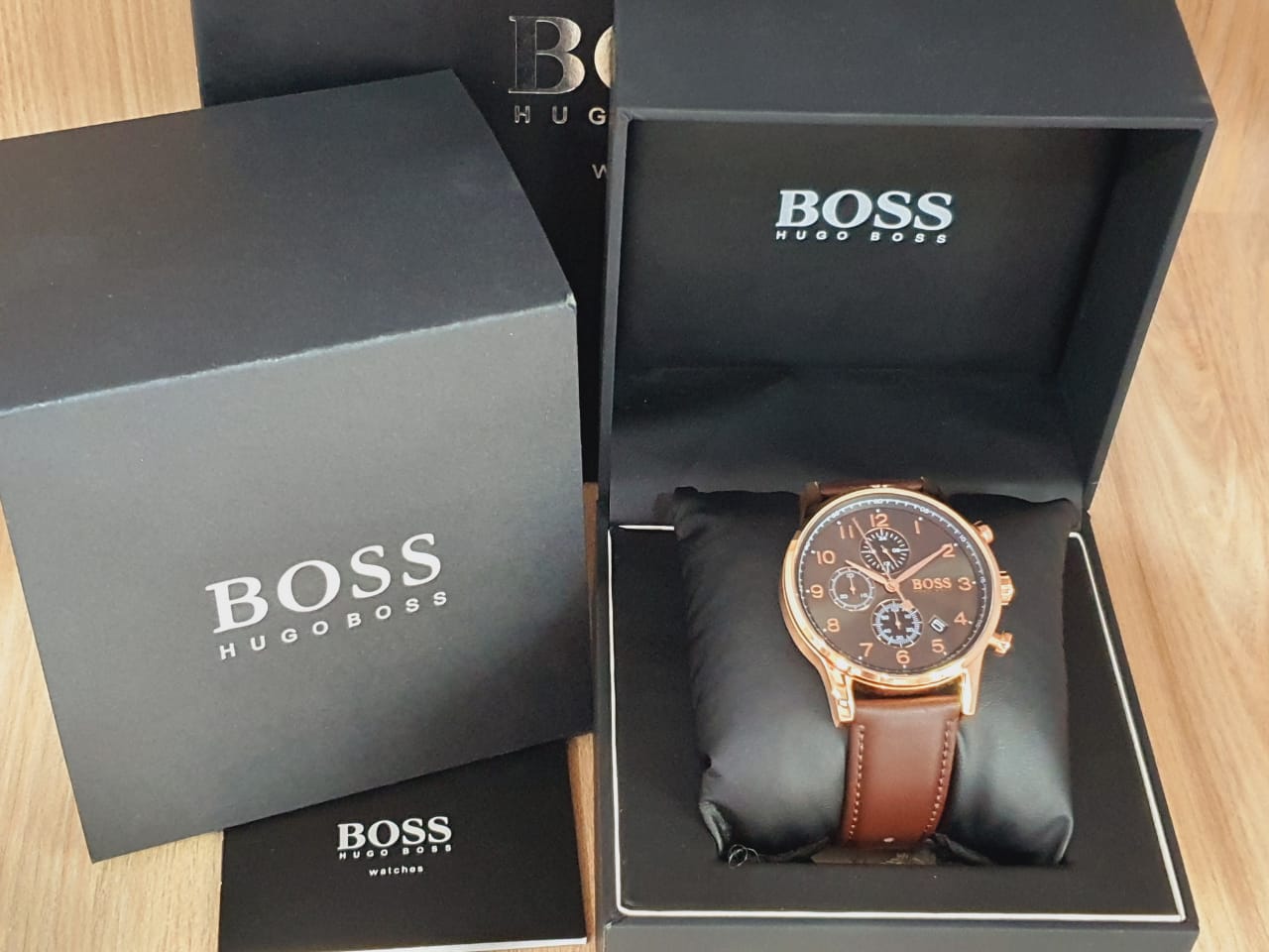 Hugo Boss Navigator Grey Dial Brown Leather Strap Watch for Men - 1513496 Watches Hugo Boss   