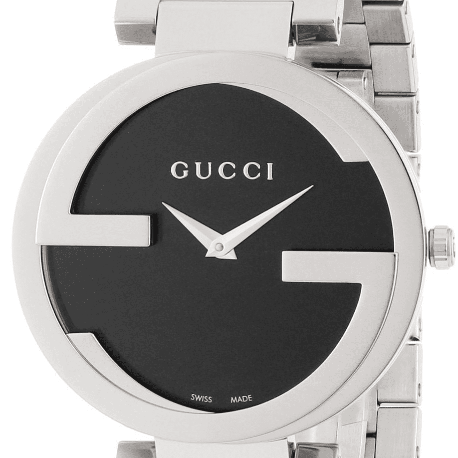 Gucci G Interlocking Black Dial Black Leather Strap Watch For Women - YA133301 Watches Gucci   