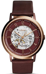 Fossil Vintage Muse Automatic Skeleton Maroon Dial Maroon Leather Strap Watch for Women - ME3137 Watches Fossil   