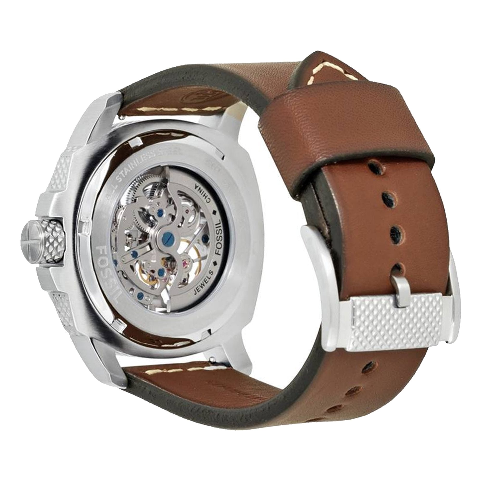 Fossil Modern Machine Automatic Skeleton White Dial Brown Leather Strap Watch for Women - ME3083 Watches Fossil   