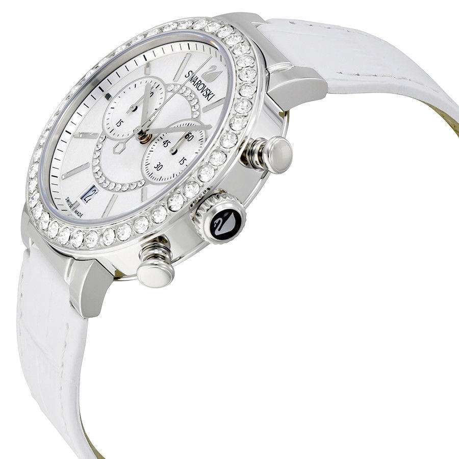 Swarovski Citra Sphere Chronograph White Dial White Leather Strap Watch for Women - 5027127 Watches Swarovski   