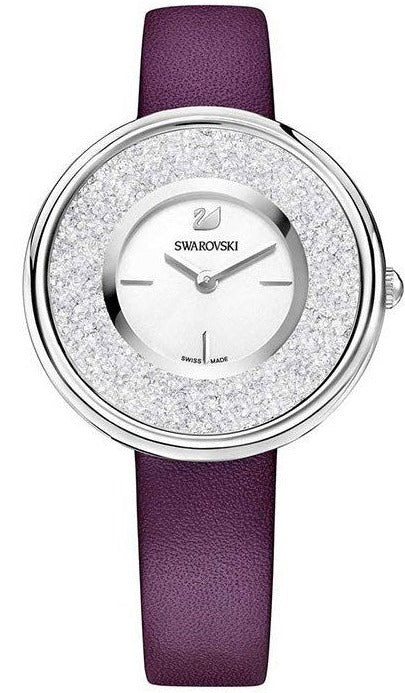 Swarovski Crystalline Silver Dial Purple Leather Strap Watch for Women - 5295355 Watches Swarovski   